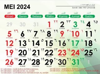 kalender mei 2024 ada 5 libur nasional dan cuti bersama