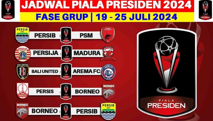 Jadwal Piala Presiden 2024, Terbagi 2 Grup Denagn 8 Peserta