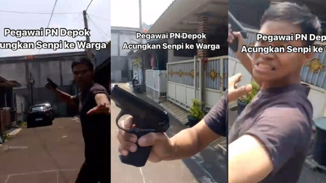 Pegawai PN Depok Todongkan Pistol ke Warga