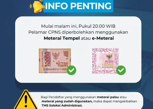 Pendaftaran CPNS 2024 Boleh Pakai Meterai Tempel