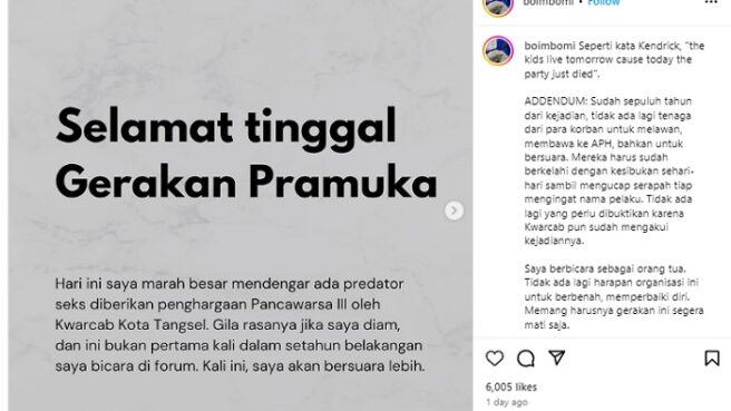 Viral di Medsos, Pengungkapan Aksi Pelecehan Seksual dari Oknum Pembina Pramuka Tangsel