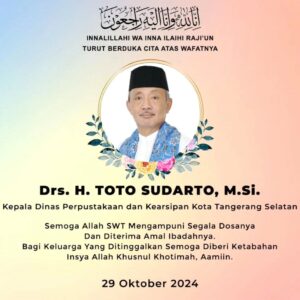 Toto Sudarto Kepala Dinas Arsip dan Perpustakaan Meninggal Dunia