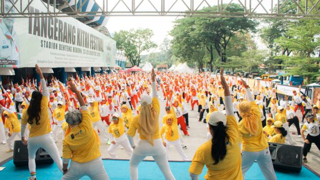 Tropicana Slim menggelar kampanye tahunan bertajuk #Hands4Diabetes Untuk Cegah Diabetes di Stadion Benteng Reborn Kota Tangerang, Minggu 10 November 2024.