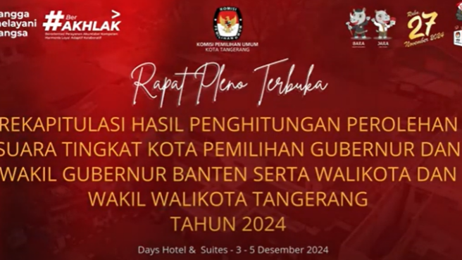 KPU Kota Tangerang Gelar Rekapitulasi Perolehan Suara Pilkada 2024