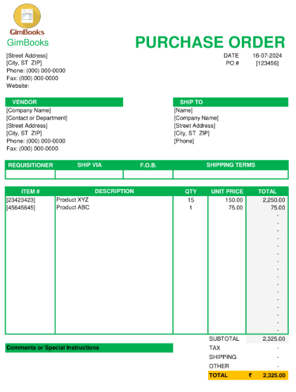 Contoh Purchase Order