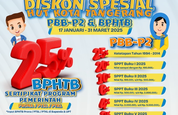 HUT ke-32 Kota Tangerang, Ada Diskon Potongan PBB dan BPHTB hingga 25 Persen