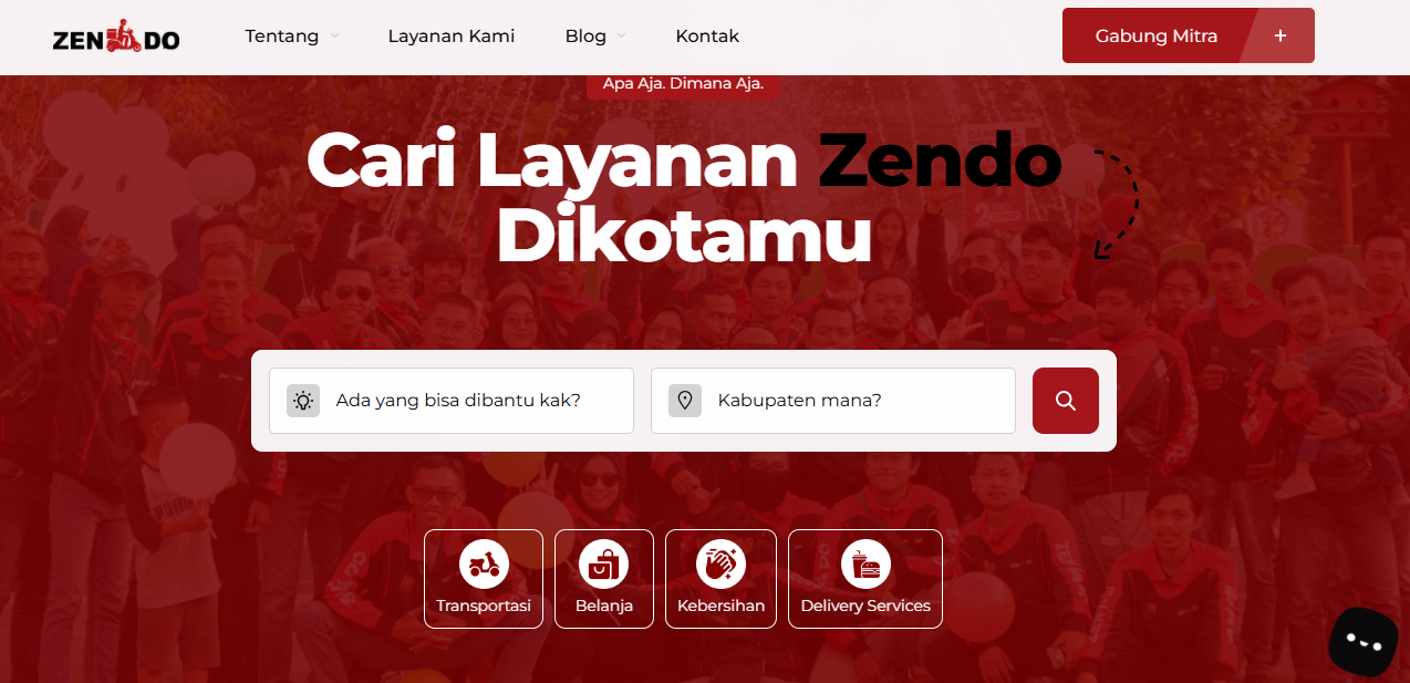 Tampilan situs resmi zendo.id