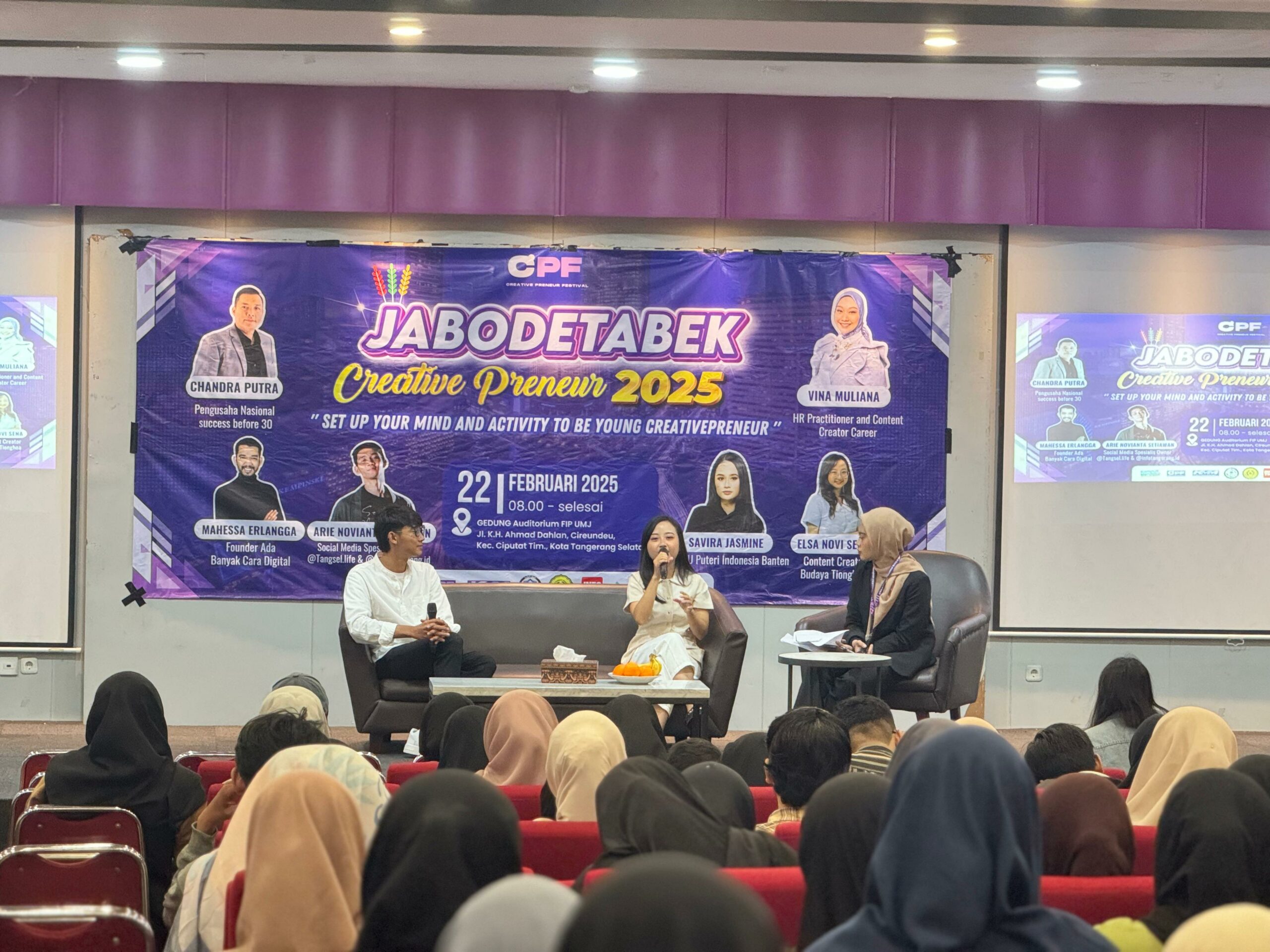 Founder Tangselife, Arie Novianta Setiawan dalam acara Jabodetabek Creative Preneur Festival (CPF) 2025 di Auditorium Fakultas Ilmu Pendidikan Universitas Muhammadiyah Jakarta (FIP UMJ), Sabtu, 22 Februari 2025/Foto:tangselife-Cucu Rosana