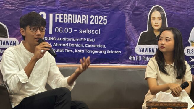 Founder Tangselife, Arie Novianta Setiawan dalam acara Jabodetabek Creative Preneur Festival (CPF) 2025 di Auditorium Fakultas Ilmu Pendidikan Universitas Muhammadiyah Jakarta (FIP UMJ), Sabtu, 22 Februari 2025/Foto:tangselife-Cucu Rosana