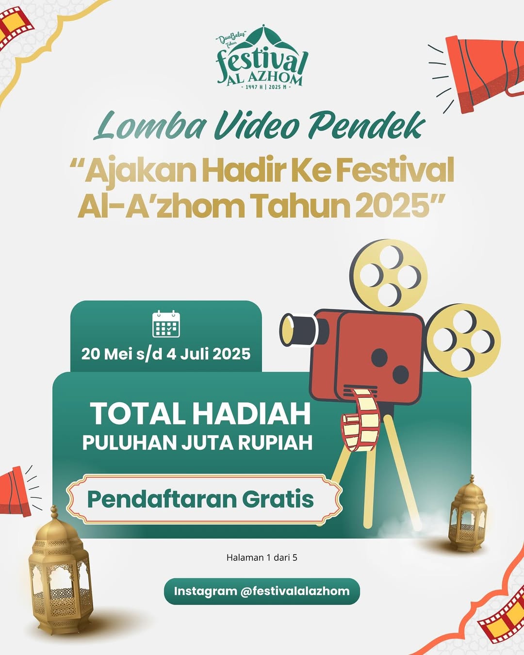 Yuk Ikutan Lomba Video Pendek Berhadiah Puluhan Juta di Festival Al-Azhom 2025 2 Lomba Video Pendek Berhadiah Puluhan Juta di Festival Al-Azhom 2025