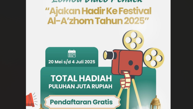 Dalam rangkaian Festival Al-Azhom, DPD BKPRMI Kota Tangerang resmi membuka lomba video pendek berhadiah puluhan juta rupiah.