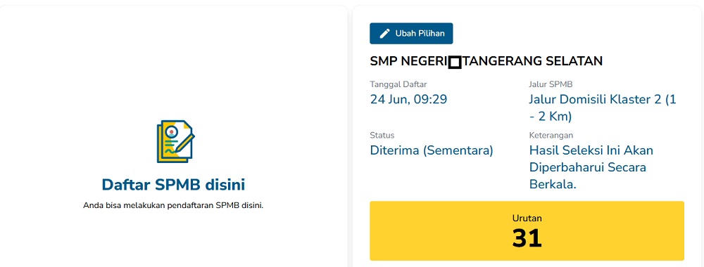 SPMB SMPN Tangsel 2025 Jalur domisili