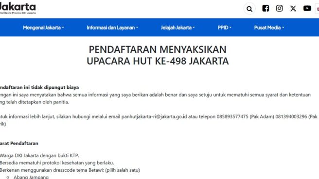 Pendaftaran upacara HUT Jakarta 2025
