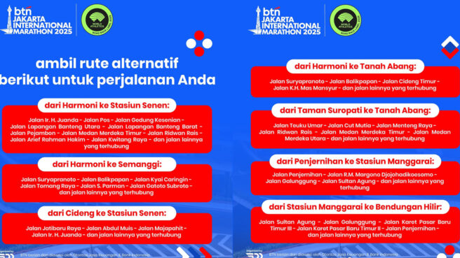 jalan alternatif BTN Jakarta International Marathon 2025