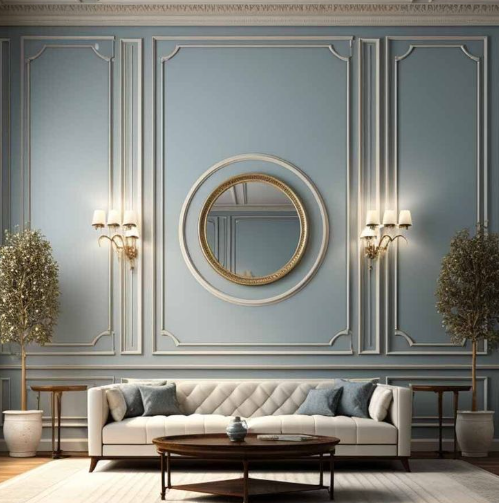 Wall moulding ruang tamu minimalis estetik