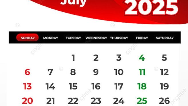 Kalender Juli 2025