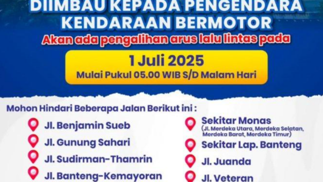 Pengalihan Arus Lalu Lintas HUT Bhayangkara ke-79/Foto: Instagram resmi @korlantaspolri