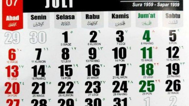 Kalender Jawa Weton Hari ini, Senin 7 Juli 2025
