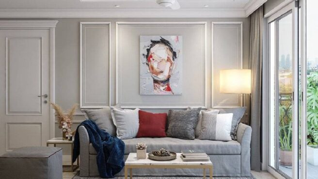 Wall moulding ruang tamu minimalis estetik