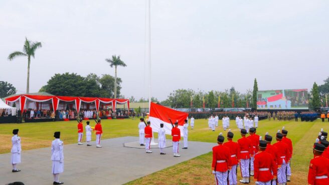 Pelaksanaan upacara Kemerdekaan Republik Indonesia ke-79 di lapangan Batalyon Kavalery 9, Kecamatan Serpong Utara, Kota Tangsel, pada Sabtu (17/8/2024) lalu. Foto: Humas Tangsel
