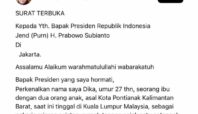 Surat Terbuka untuk Presiden Prabowo Soal Kasus Kekerasan Seksual Anak Viral di Pontianak