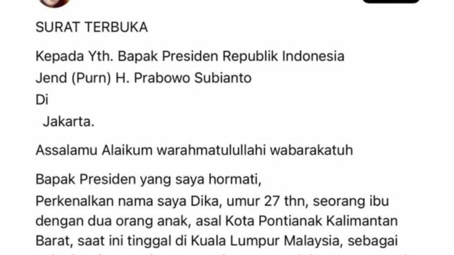 Surat Terbuka untuk Presiden Prabowo Soal Kasus Kekerasan Seksual Anak Viral di Pontianak