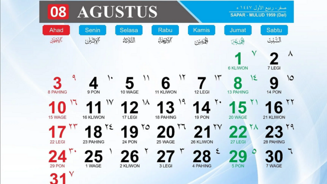 kalender jawa agustus 2025