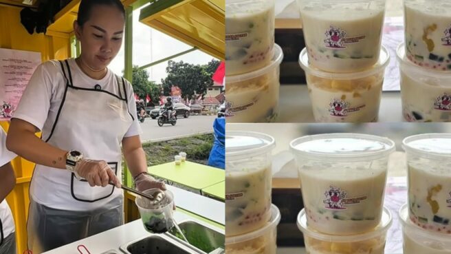 Kalina Ocktaranny Buka Warung Es Teler di Pamulang Tangsel.