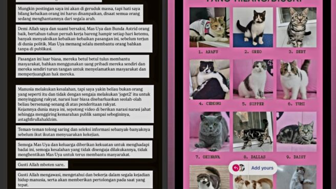 Tangkapan Layar Instagram Story Astrid Kuya