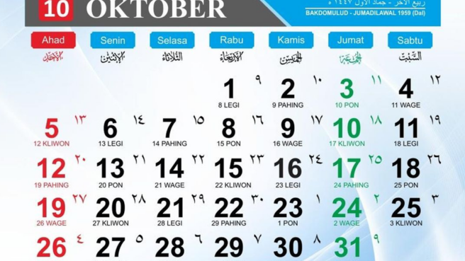 Kalender Jawa Hari Ini 31 Oktober 2025: Arti Weton Jumat Legi dan Karakter Lengkap Pemiliknya 1 kalender jawa hari ini