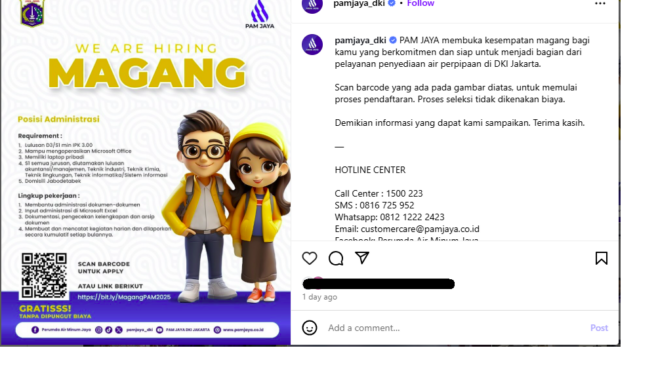 magang pam jaya 2025