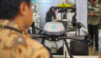 Salah satu produk Frogs Indonesia Drone Pertanian Sekar Agri 6L yang ditampilkan di IndroGriTech ICE BSD, Kabupaten Tangerang.