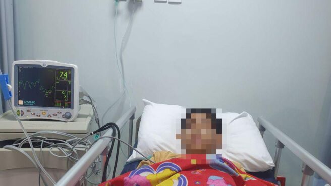 Salah satu siswa SMPN 19 Tangsel mendapatkan perawatan setelah diduga menjadi korban bullying. Foto: ist