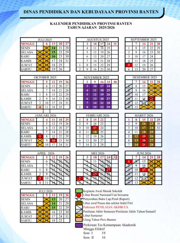 Download Kalender Pendidikan Banten 2026 Disini, Semester Genap 2025/2026 Jadi Penentuan 2 Kalender pendidikan Banten 2026