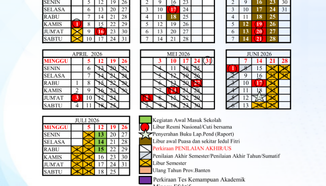 Kalender Pendidikan Banten 2026