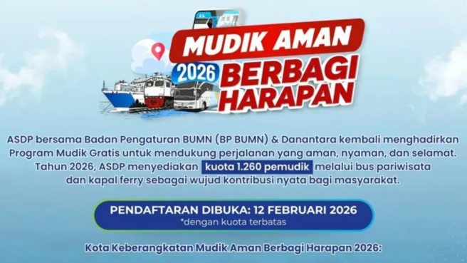 Mudik gratis ASDP Lebaran 2026