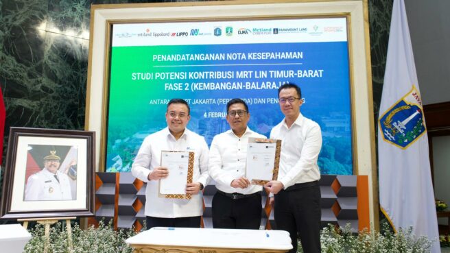 Paramount Land dan MRT Jakarta melakukan penandatanganan Nota Kesepahaman (MoU) yang berlangsung di Balai Kota Provinsi DKI Jakarta, Rabu, 4 Februari 2026.