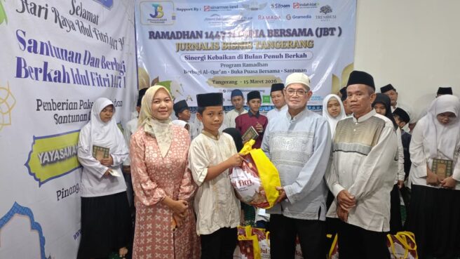 Jelang Idul Fitri, Jurnalis Bisnis Tangerang Santuni Puluhan Anak Yatim di Pinang, Kota Tangerang
